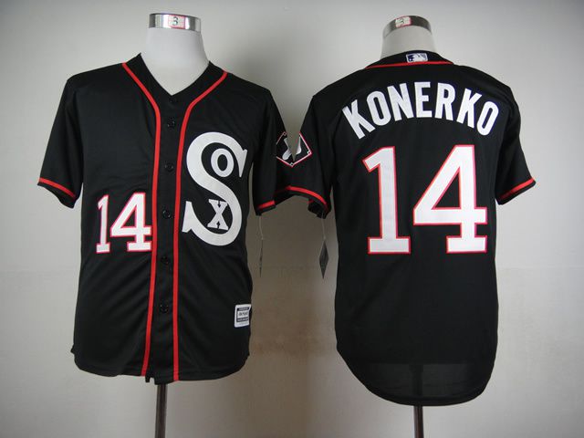 Men Chicago White Sox #14 Konerko Black MLB Jerseys